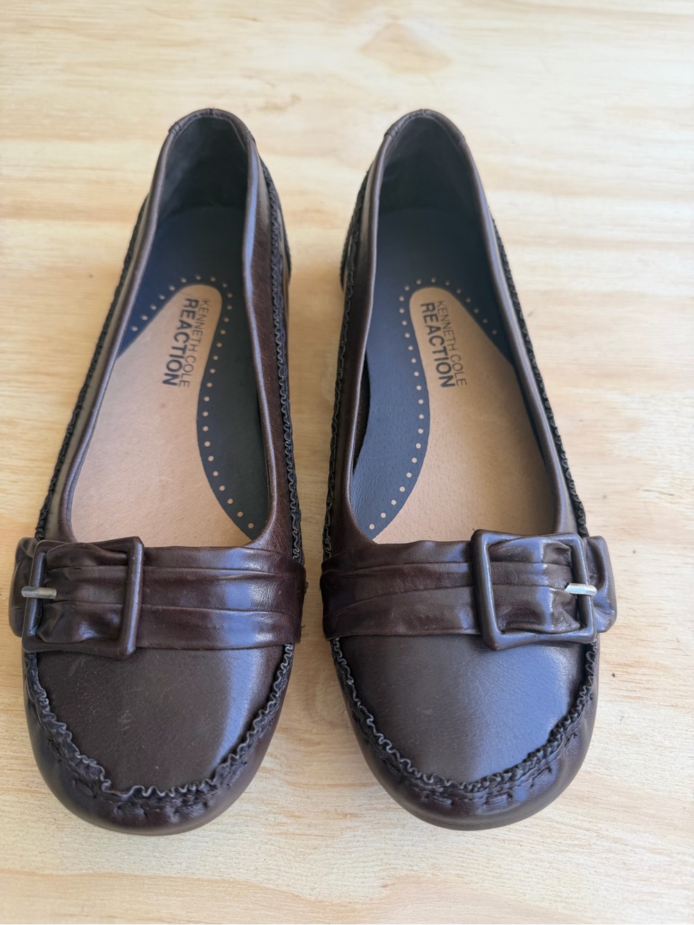 Kenneth Cole Dark Brown Buckle Moccasin Flats